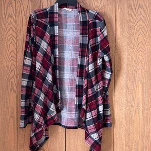 Maroon/red plaid cardigan